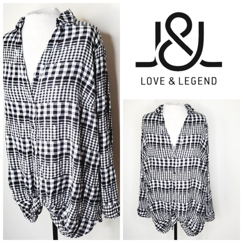 LOVE & LEGEND Gingham Button Down Shirt